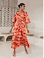 abordables Print Dresses-Shading Print V Neck Maxi Dress