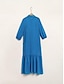 baratos Print Dresses-Polka Dot Chiffon Lapel Maxi Dress