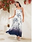 abordables Print Dresses-Building Satin Tie Maxi Dress