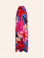 economico Print Dresses-Floral Print Halter Tencel Maxi Dress