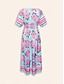 baratos Print Dresses-Print Elastic Waist Midi Dress