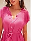 billige Uformelle kjoler-Cotton Linen Pleated Collar Maxi Dress