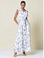 economico Print Dresses-Sleeveless Pocket Maxi Shirt Dress