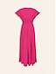 billige Uformelle kjoler-Cotton Linen Pleated Collar Maxi Dress