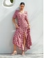 cheap Print Dresses-Rayon Geometric V Neck  Maxi Dress