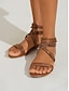 baratos Sandals-Sapatilhas Romanas Elegantes para Mulheres com Zíper PU
