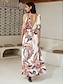 economico Print Dresses-Floral Knotted V Neck Midi Maxi Dress