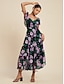 billige Print Dresses-Elastic Chiffon Short Sleeve Maxi Dress