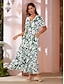 billige Print Dresses-Plant Print V Neck Maxi Dress