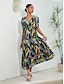 economico Print Dresses-Print V Neck Maxi Dress