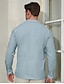 preiswerte Shirts-Herren Leinenhemd Langarm Blau Khaki einfarbiges Revers Frühlings  und Sommerkleidung