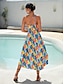 cheap Print Dresses-Satin Floral One Shoulder Maxi Dress