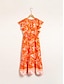 baratos Print Dresses-Ruffle V Neck Floral Midi Dress