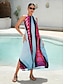 billige Print Dresses-Contrast Print Satin Halter Maxi Dress