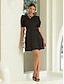 billige Afslappede kjoler-Solid Satin Puff Sleeve Mini Dress