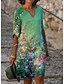cheap Casual Dresses-Women&#039;s Midi Dress Casual Dress Ethnic Dress Shift Dress Leopard Black White Floral Half Sleeve Summer Spring Print Fashion V Neck Loose Fit Vacation 2023 S M L XL XXL 3XL