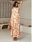 economico Print Dresses-Halter Floral Maxi Dress