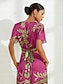 baratos Blouses-Brand Floral Design Satin Tie Back V Neck Shirt