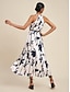 baratos Print Dresses-Floral Satin Halter Maxi Dress