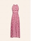 economico Print Dresses-Geometric Lace Trim Rayon Maxi Dress