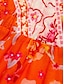 cheap Print Dresses-Floral Ruffle V Neck Midi Dress