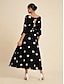 billige Print Dresses-Polka Dot Off Shoulder Midi Dress