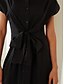 billige Uformelle kjoler-Knot Midi Cotton Shirt Dress
