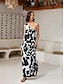 economico Print Dresses-Abstract Art One Shoulder Maxi Dress