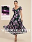 cheap Print Dresses-Chiffon Elastic Short Sleeve Maxi Dress