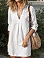 cheap Cotton &amp; Linen Dresses-Women&#039;s Ruched Cotton Dress Deep V Mini Shift