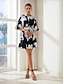 billige Print Dresses-Brand Floral Satin Belted Dress