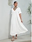 billige Uformelle kjoler-Sommerkjole i Bomull Lin i A Linjeform