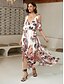 economico Print Dresses-Floral Knotted V Neck Midi Maxi Dress