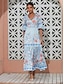 abordables Print Dresses-Satin Floral V Neck Maxi Dress