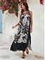 baratos Print Dresses-Floral Print Satin Maxi Dress
