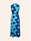 abordables Print Dresses-Polka Dot Satin Belted Sleeveless Midi Dress