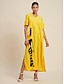 cheap Print Dresses-Graphic Prints Button Up Maxi Dress
