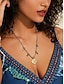 abordables Colliers Tendance-Bohemian Round Pendant Braided Necklace