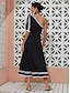 cheap Casual Dresses-Cotton Contrast Web One Shoulder Midi Dress