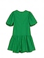 billige Uformelle kjoler-Bubble Sleeve Cotton Dress