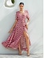 abordables Print Dresses-Geometric Rayon V Neck Maxi Dress