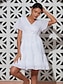 preiswerte Casual Kleider-Cotton Linen V Neck Mini Dress