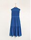 cheap Casual Dresses-Chiffon Elastic Waist Wooden Buttons Midi Dress