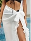 baratos Cover-Ups-Mulheres Roupa de Banho Cobertura Shorts de natação Enrole Normal roupa de banho Frufru Cor imaculada Férias Moda Fatos de banho