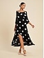 economico Print Dresses-Polka Dot Off Shoulder Midi Dress