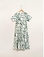 baratos Print Dresses-Brand Design Material Plant Print V Neck Maxi Dress