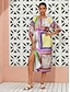 billige Print Dresses-Geometrical Print Bateau Midi Dress