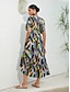 billige Print Dresses-Plants Print V Neck Maxi Dress