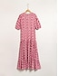 economico Print Dresses-Geometric V Neck Rayon Maxi Dress