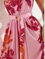billige Print Dresses-Satin Floral Buckle Shoulder Maxi Dress